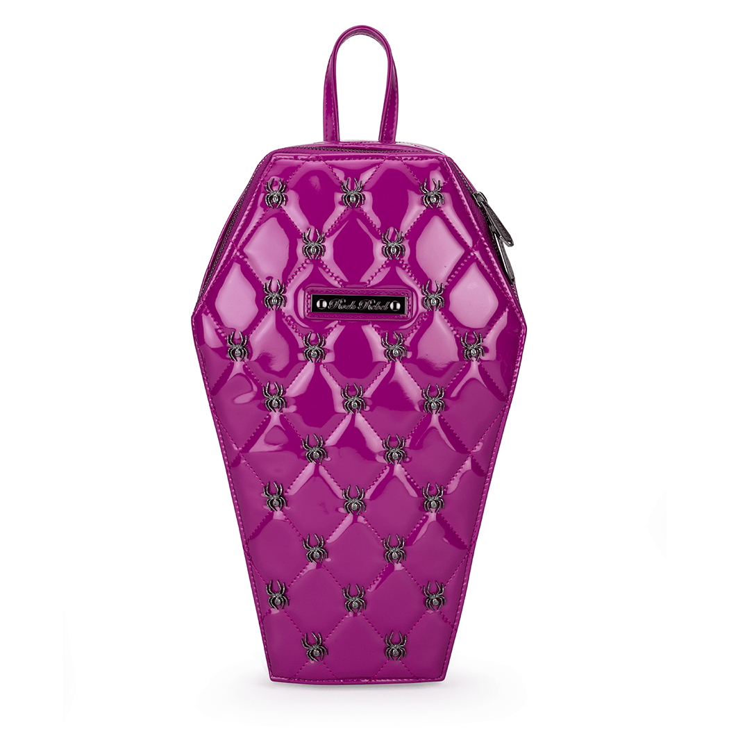Lucy Spider Studded Coffin Backpack - Purple - Rock Rebel