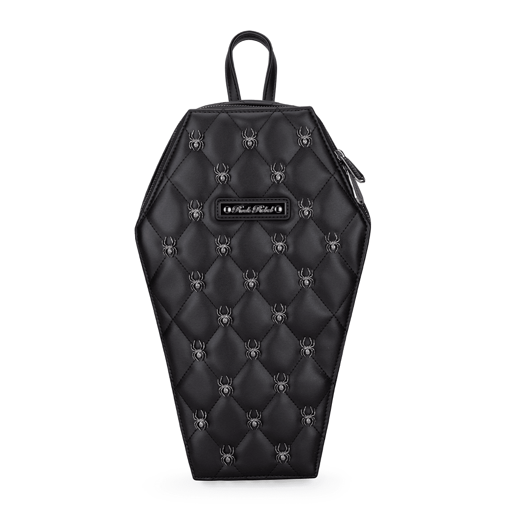 Lucy Spider Studded Coffin Backpack - Matte Black - Rock Rebel