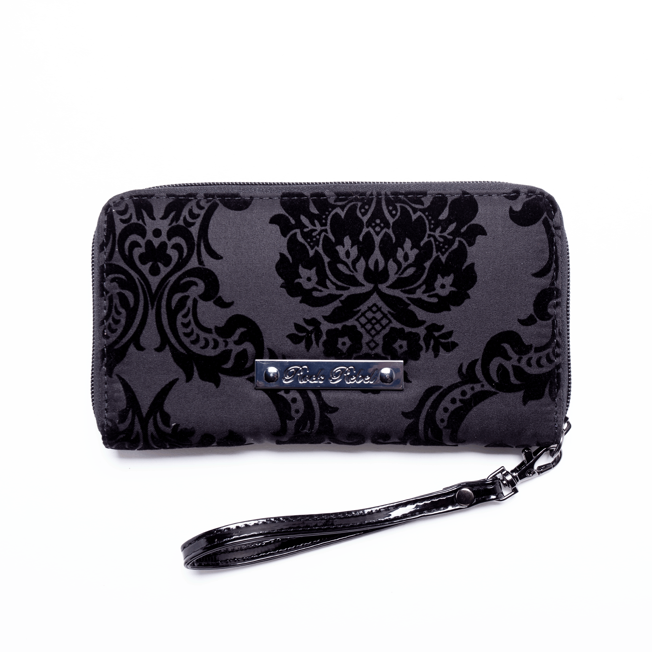 Rock Rebel Mistress Black on Black Victorian Damask Retro Kisslock Purse