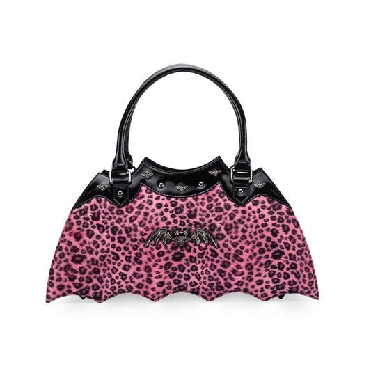 Pink Leopard Bat Handbag - Rock Rebel