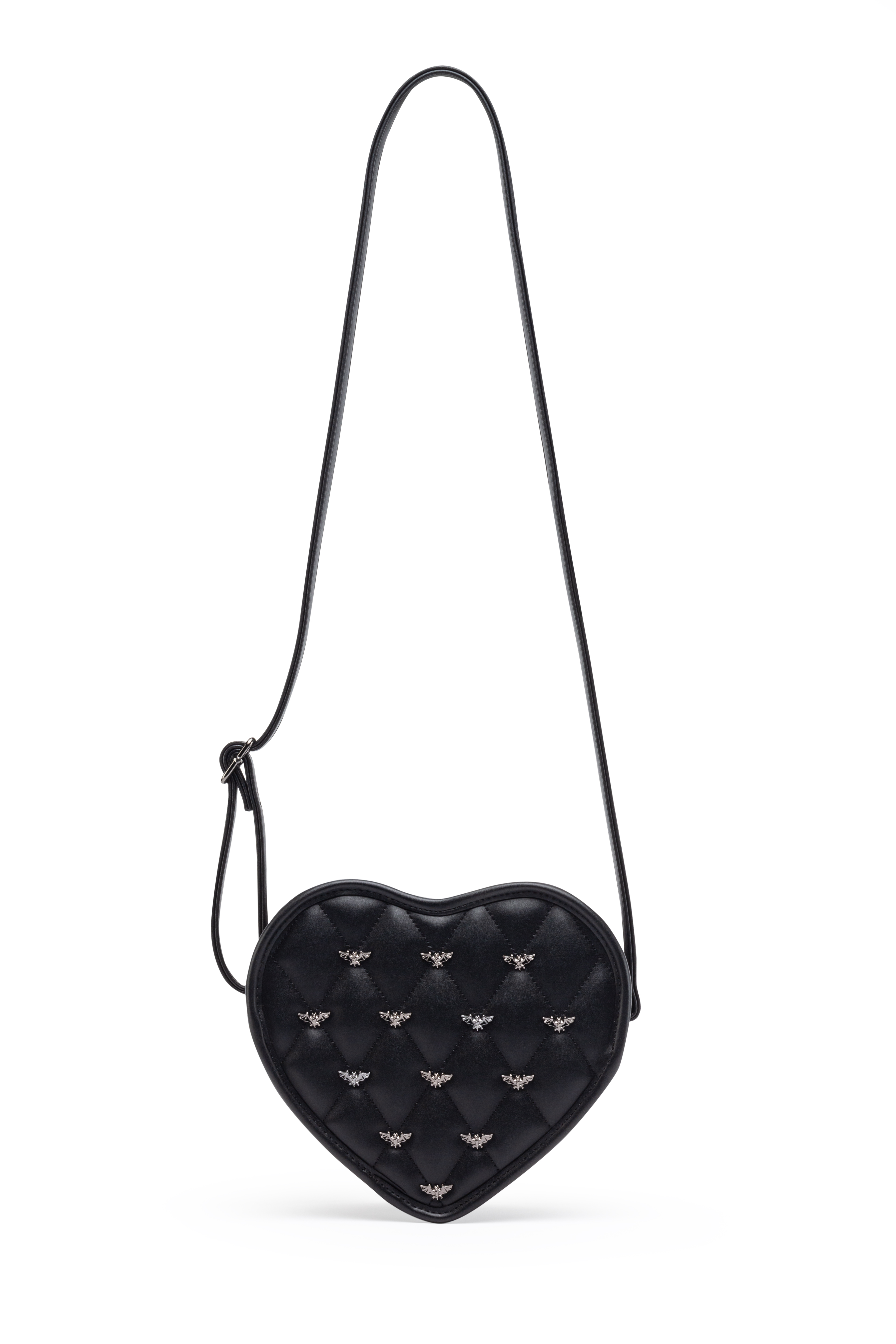 Mina Bat Studded Heart Crossbody Matte Black