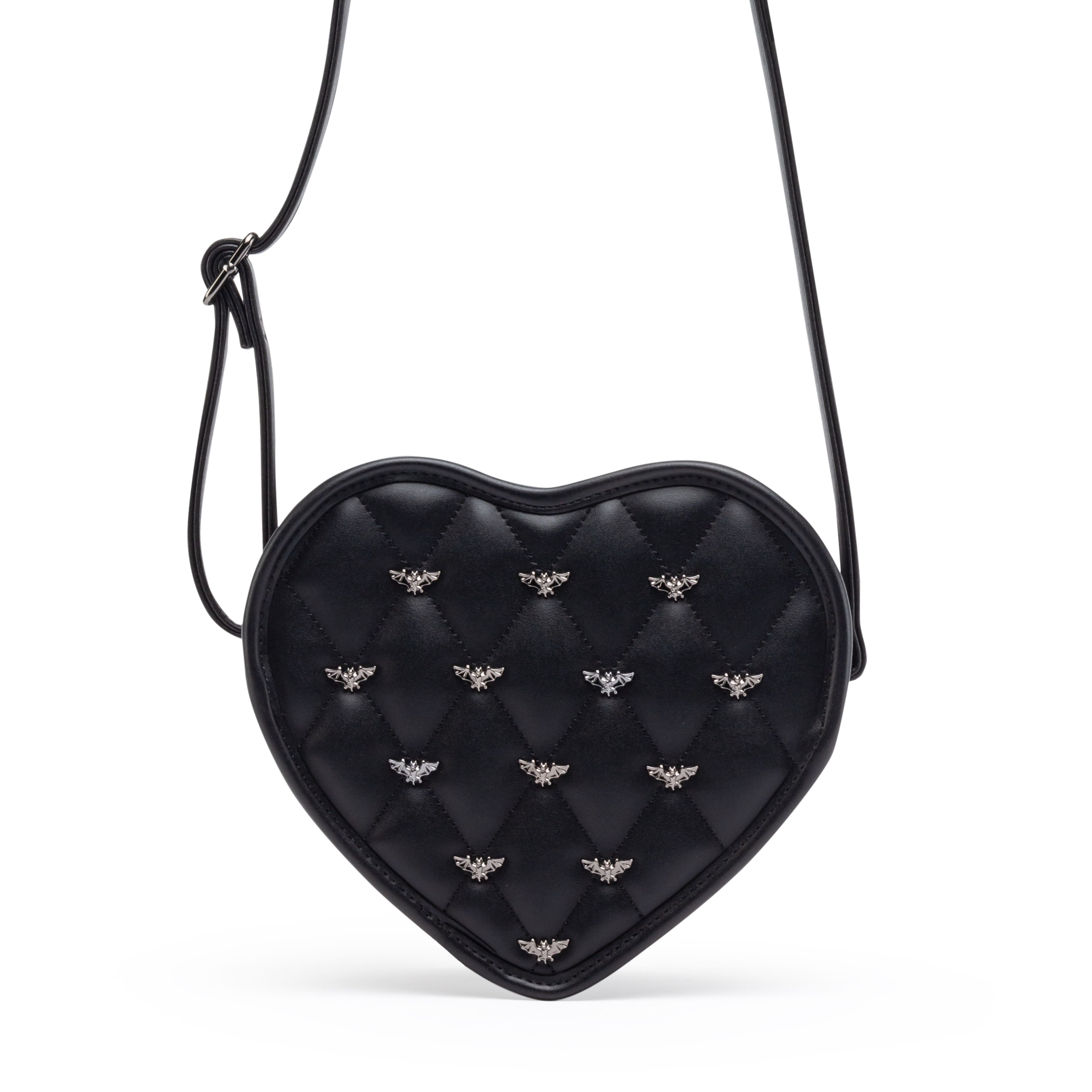 Mina Bat Studded Heart Crossbody Matte Black