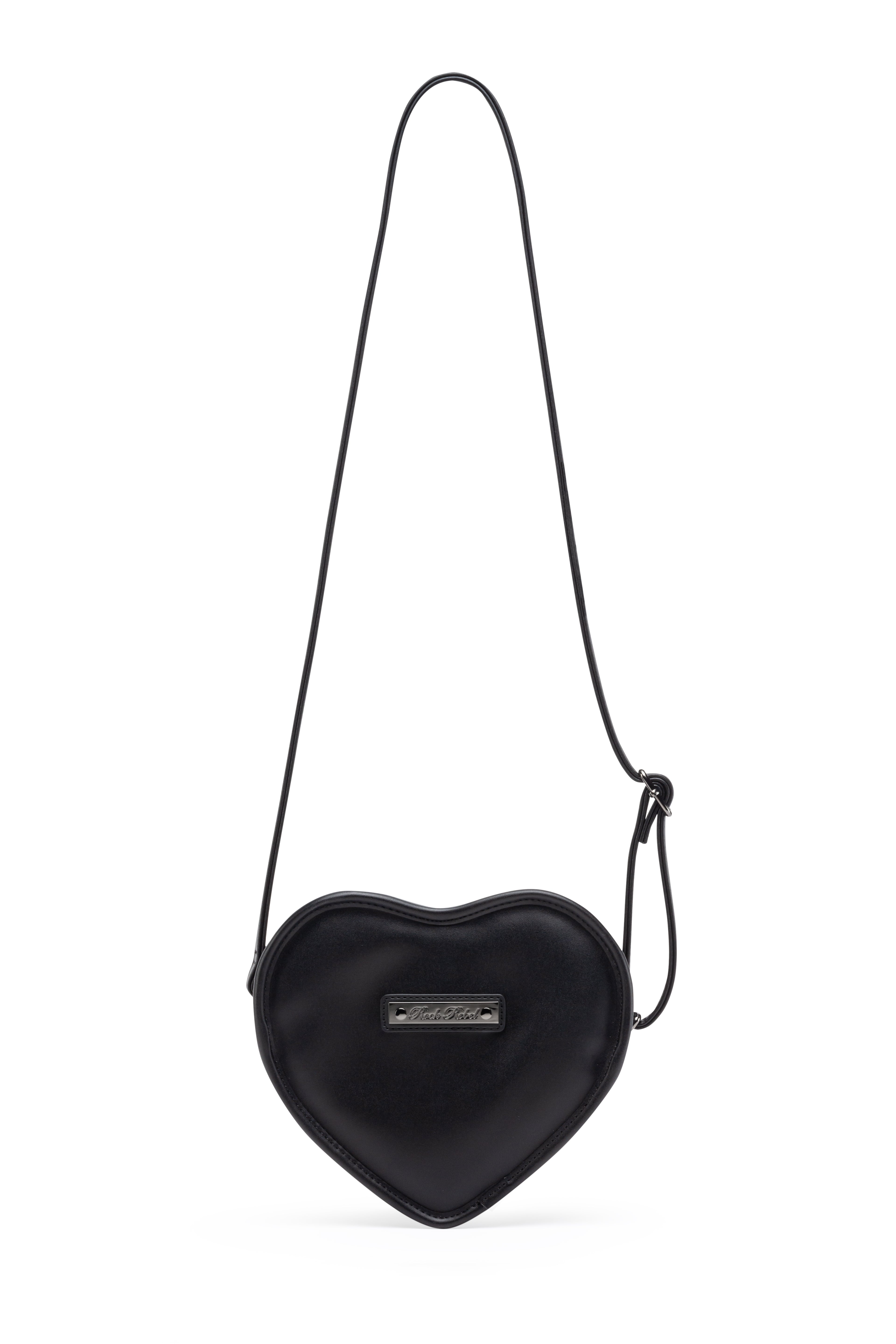 Mina Bat Studded Heart Crossbody Matte Black