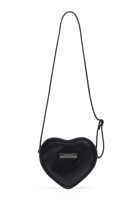 Mina Bat Studded Heart Crossbody Matte Black - Rock Rebel