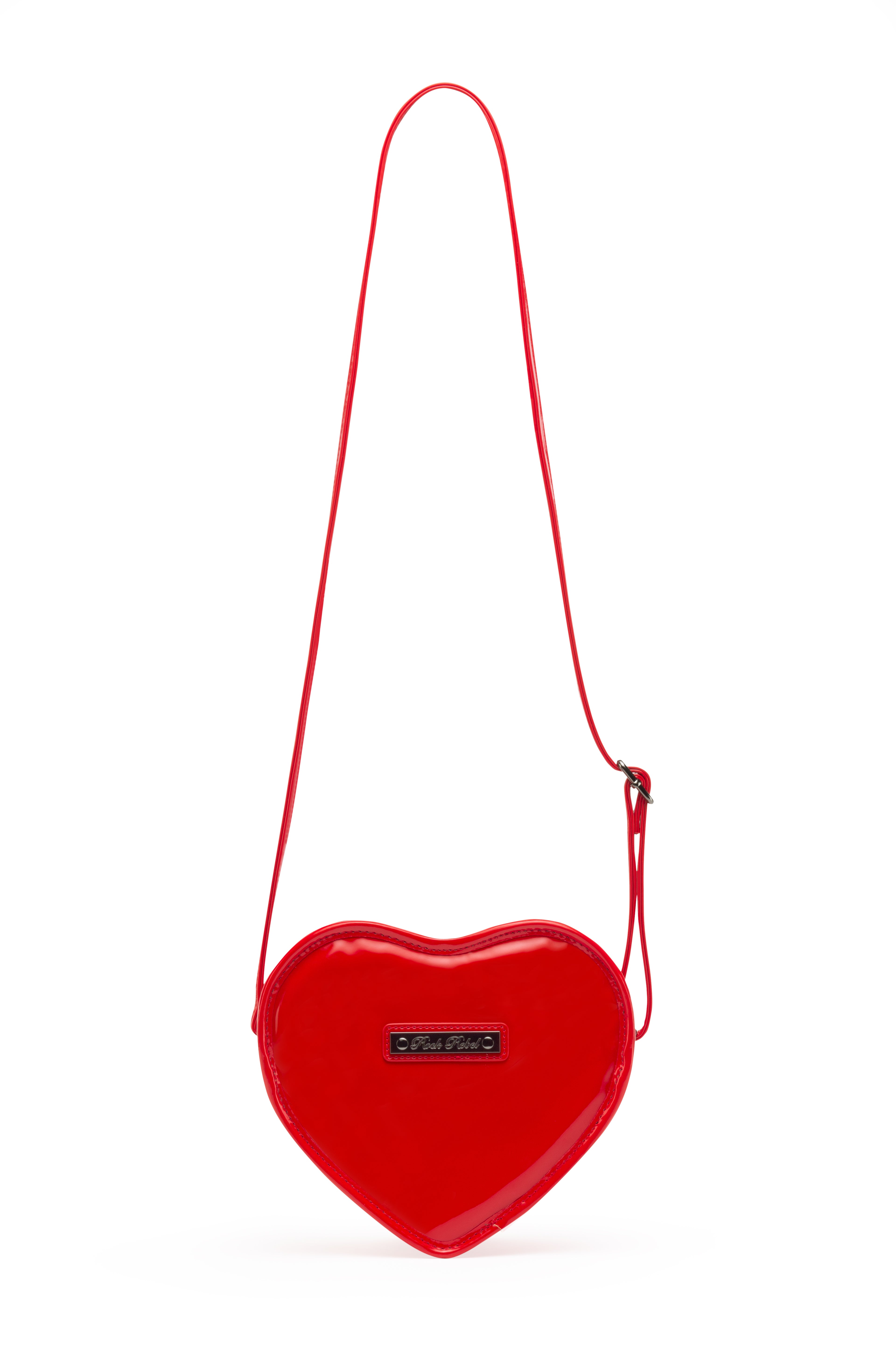 Mina Bat Studded Heart Crossbody Red Vinyl