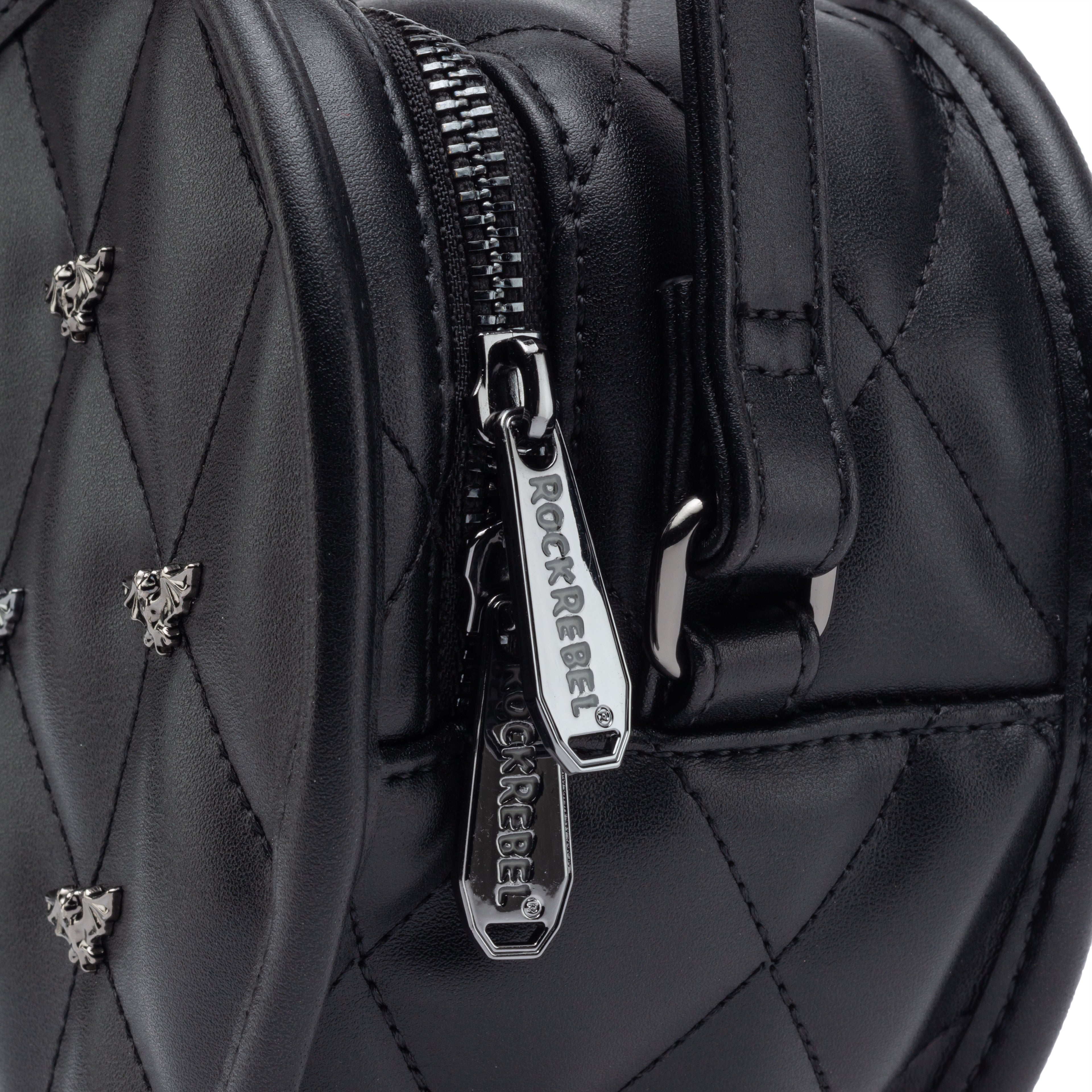Mina Bat Studded Heart Crossbody Matte Black
