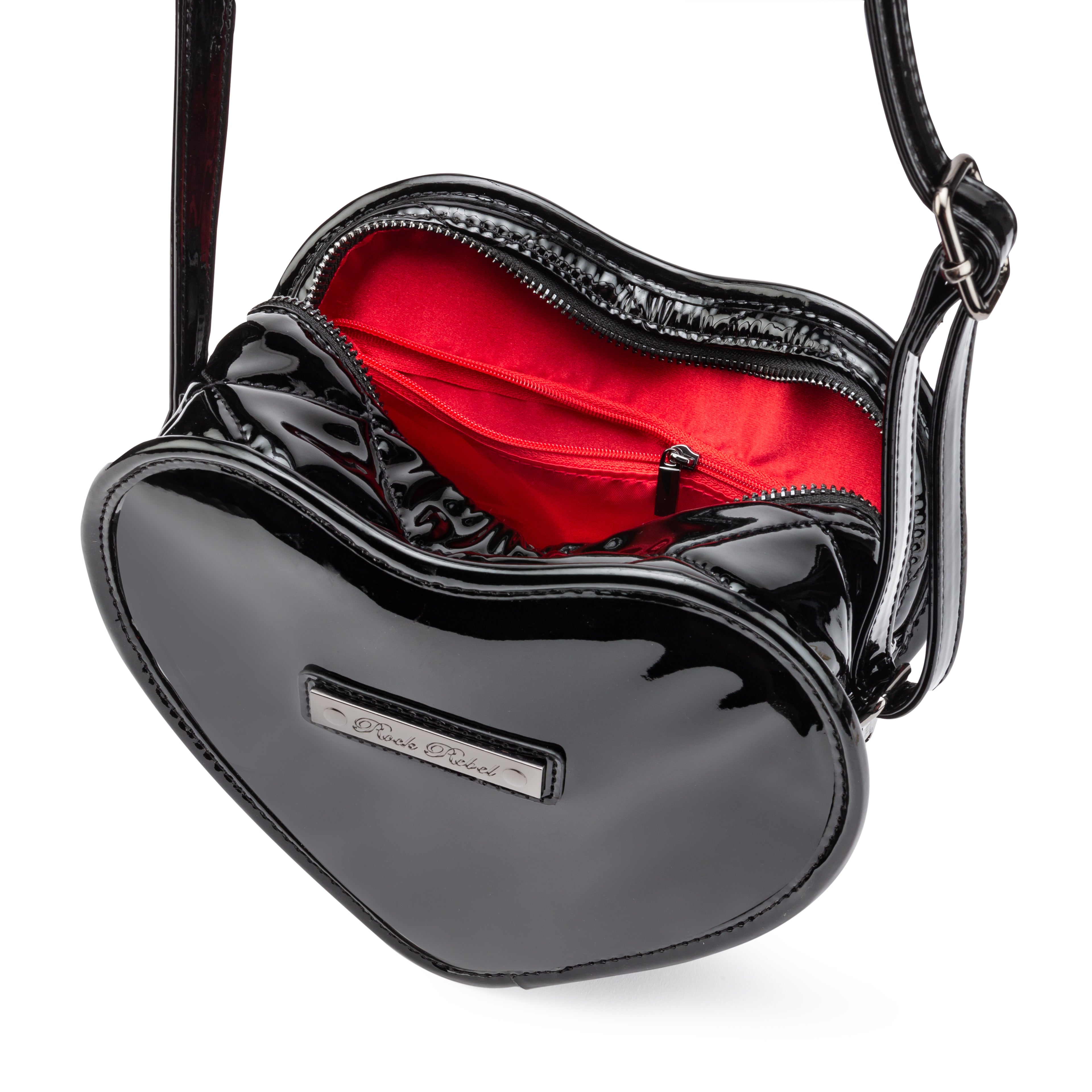 Mina Bat Studded Heart Crossbody Matte Black