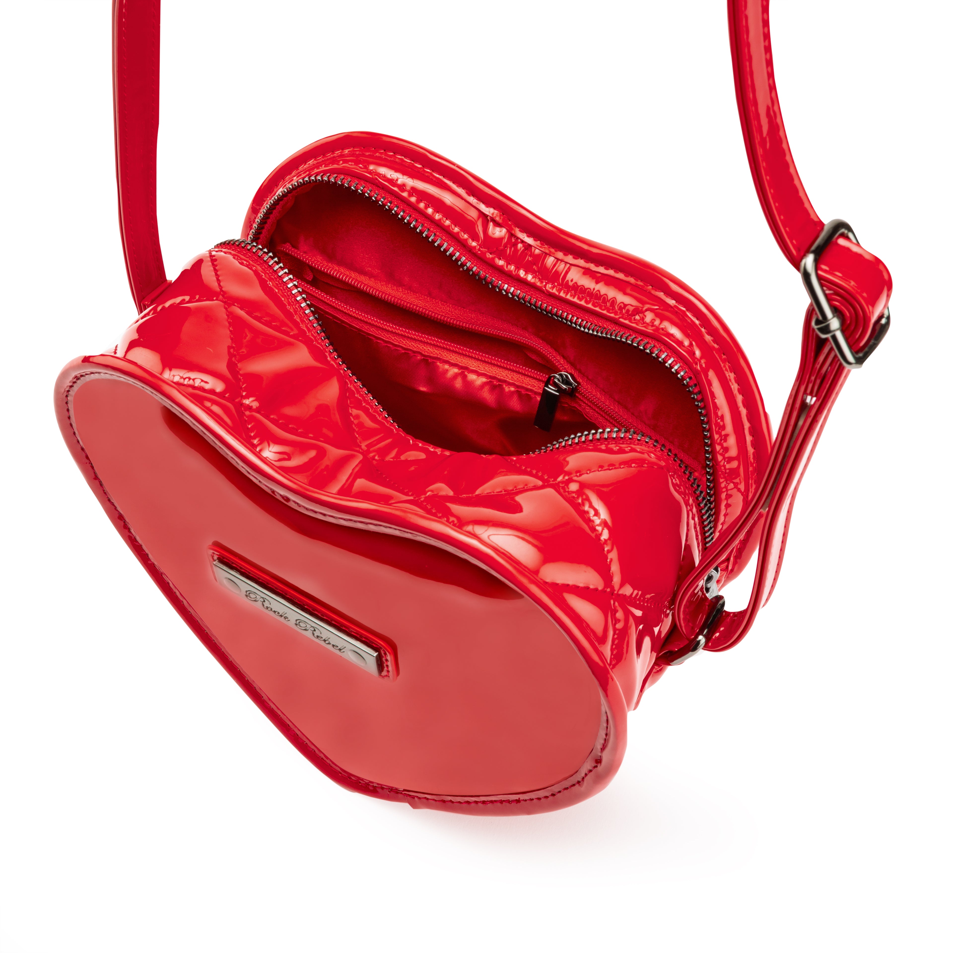 Mina Bat Studded Heart Crossbody Red Vinyl