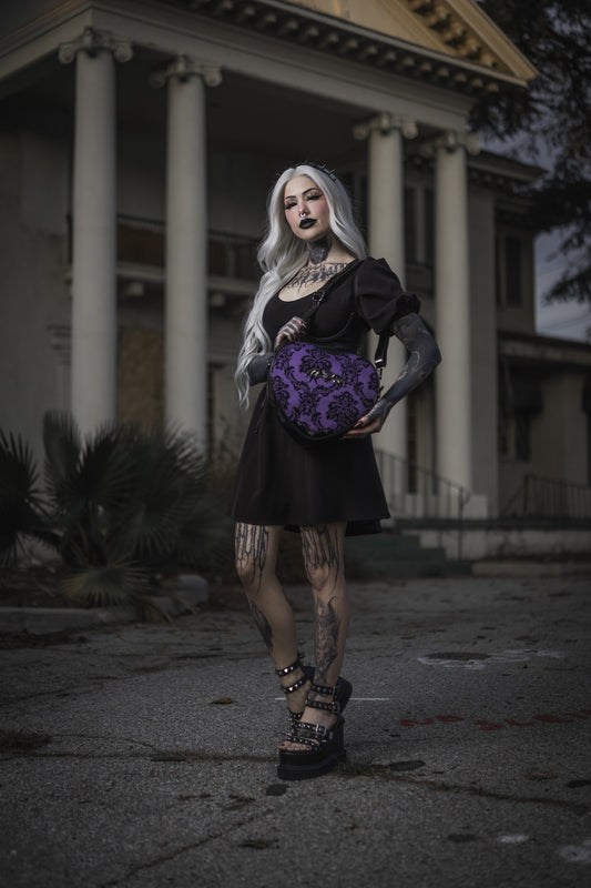 Damask Heart Shoulderbag in Violet - Rock Rebel