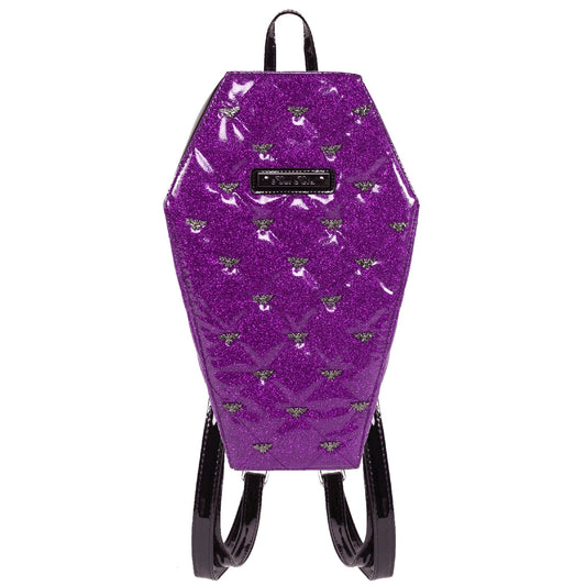 Mina Bat Quilted Coffin Backpack in Purple