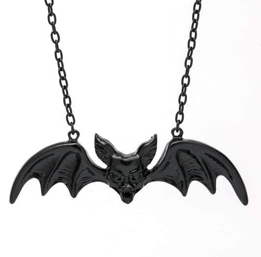 Bat Pendant Necklace Black