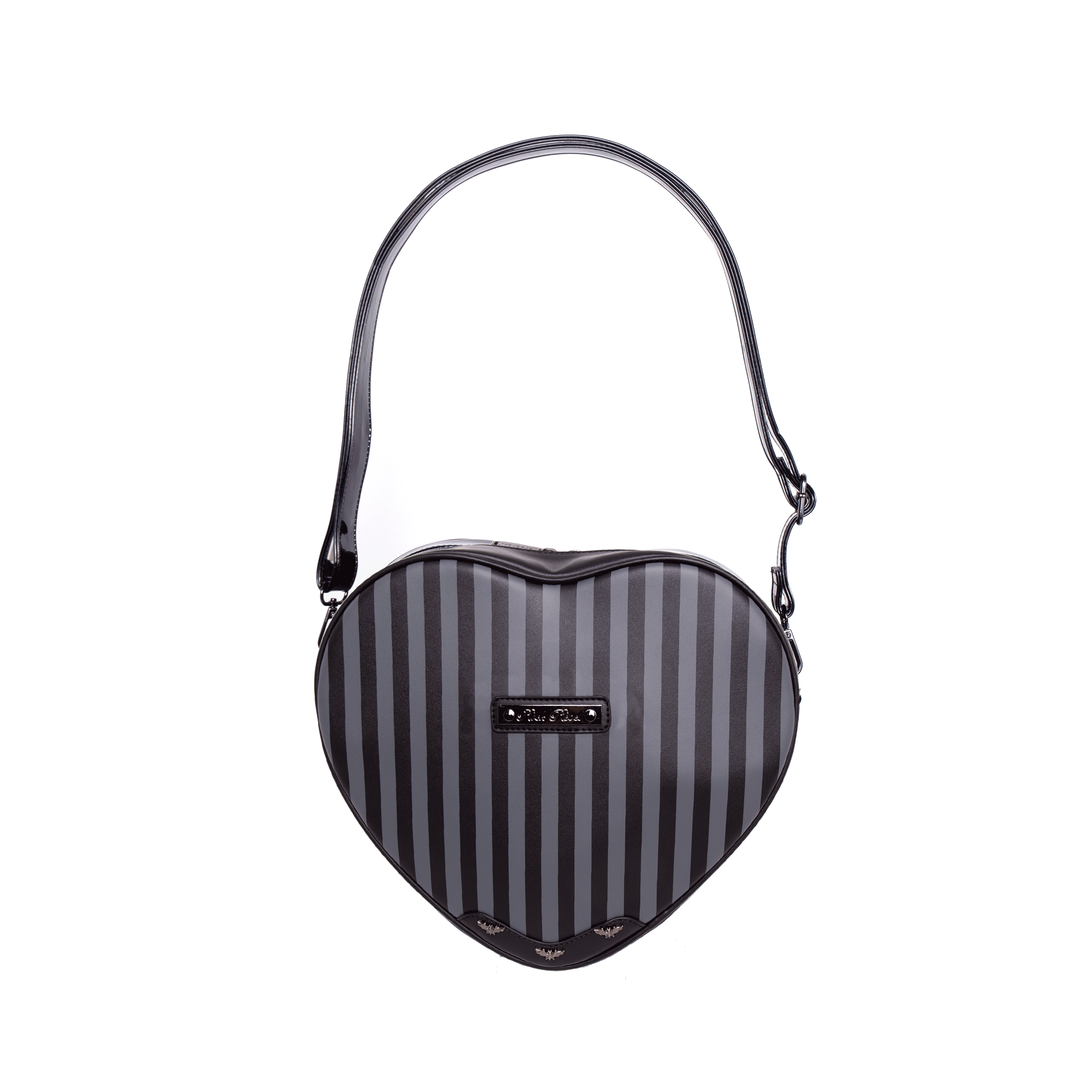 Pinstripe Heart Shoulder Bag - Rock Rebel