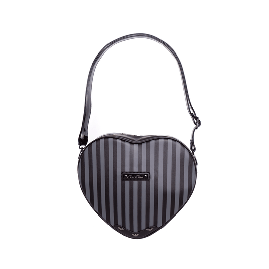 Pinstripe Heart Shoulder Bag - Rock Rebel
