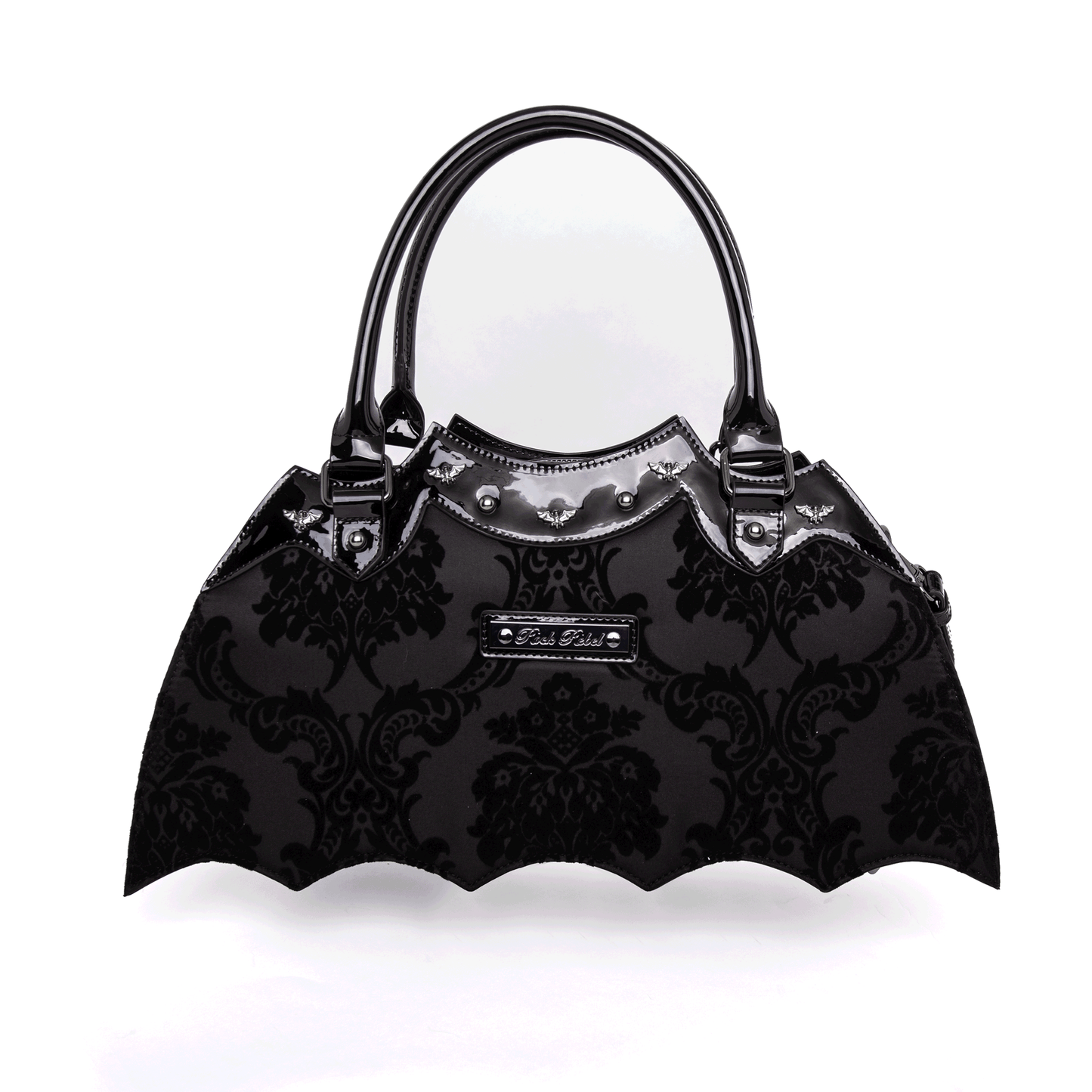 Damask Bat Handbag In Black