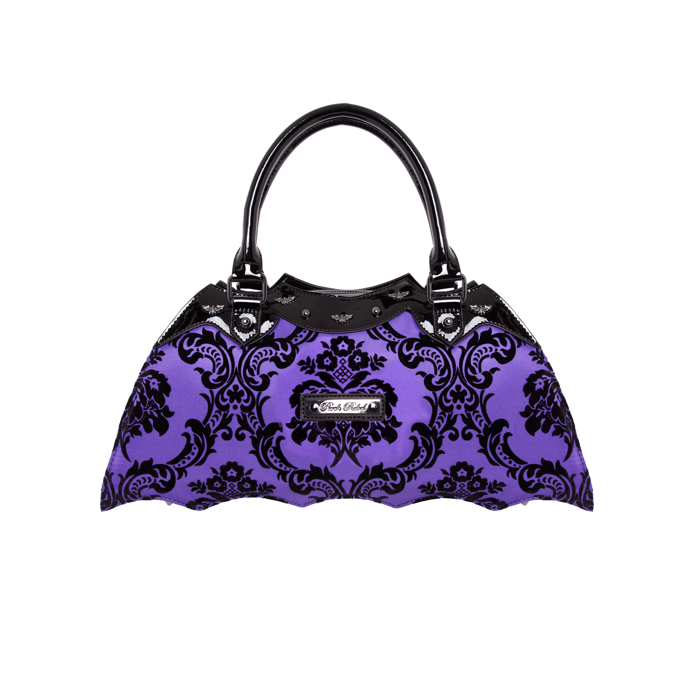 Damask Bat Handbag in Violet - Rock Rebel