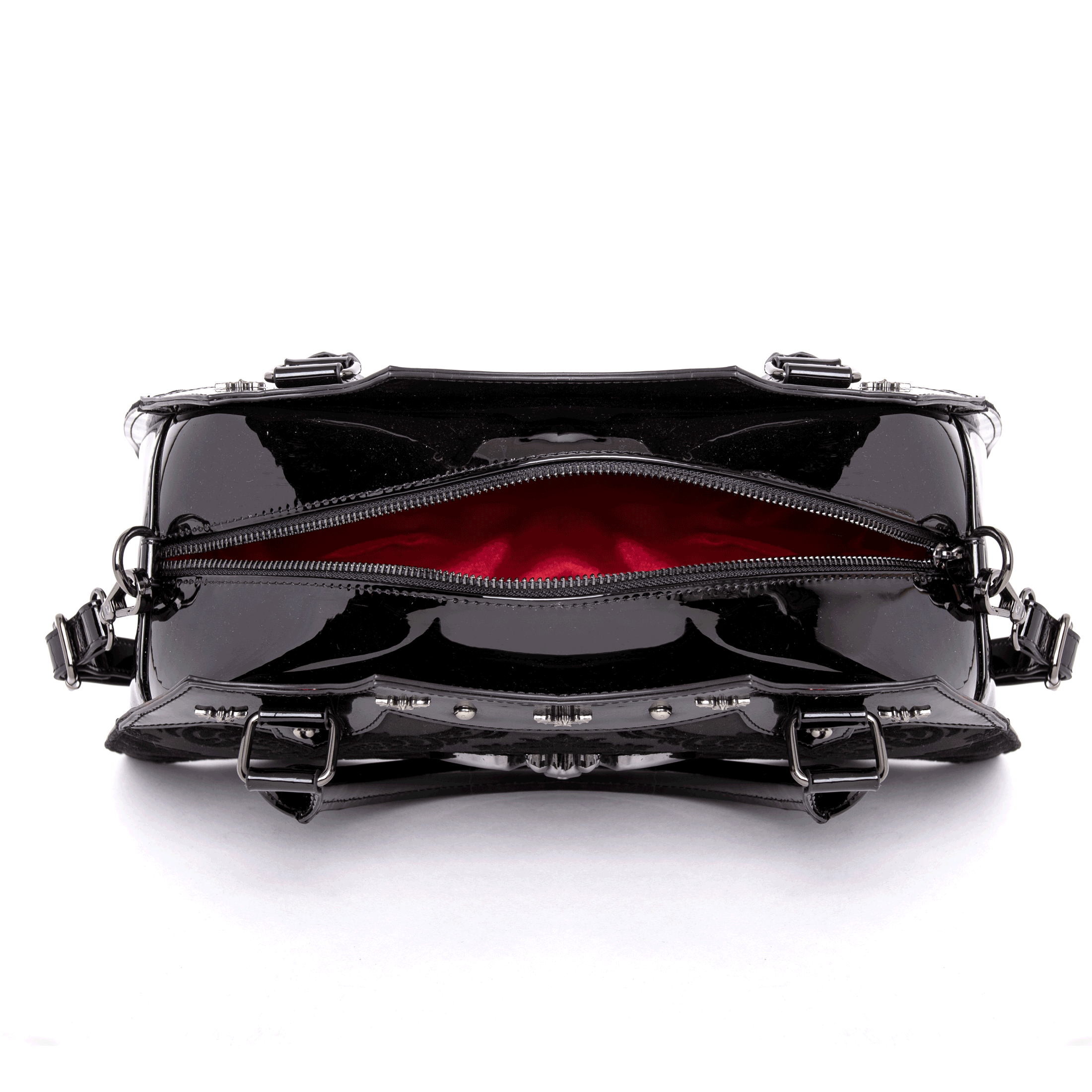 Damask Bat Handbag In Red - Rock Rebel