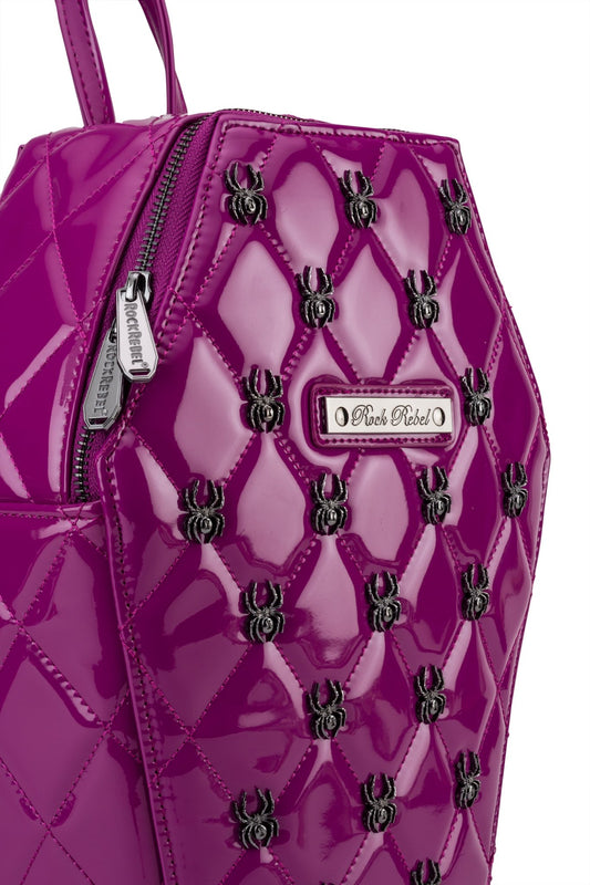 Lucy Spider Studded Coffin Backpack - Purple - Rock Rebel