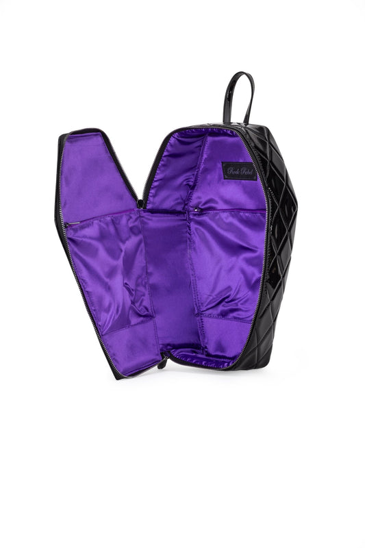 Lucy Spider Studded Coffin Backpack - Patent Black - Rock Rebel