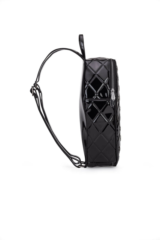 Lucy Spider Studded Coffin Backpack - Patent Black - Rock Rebel