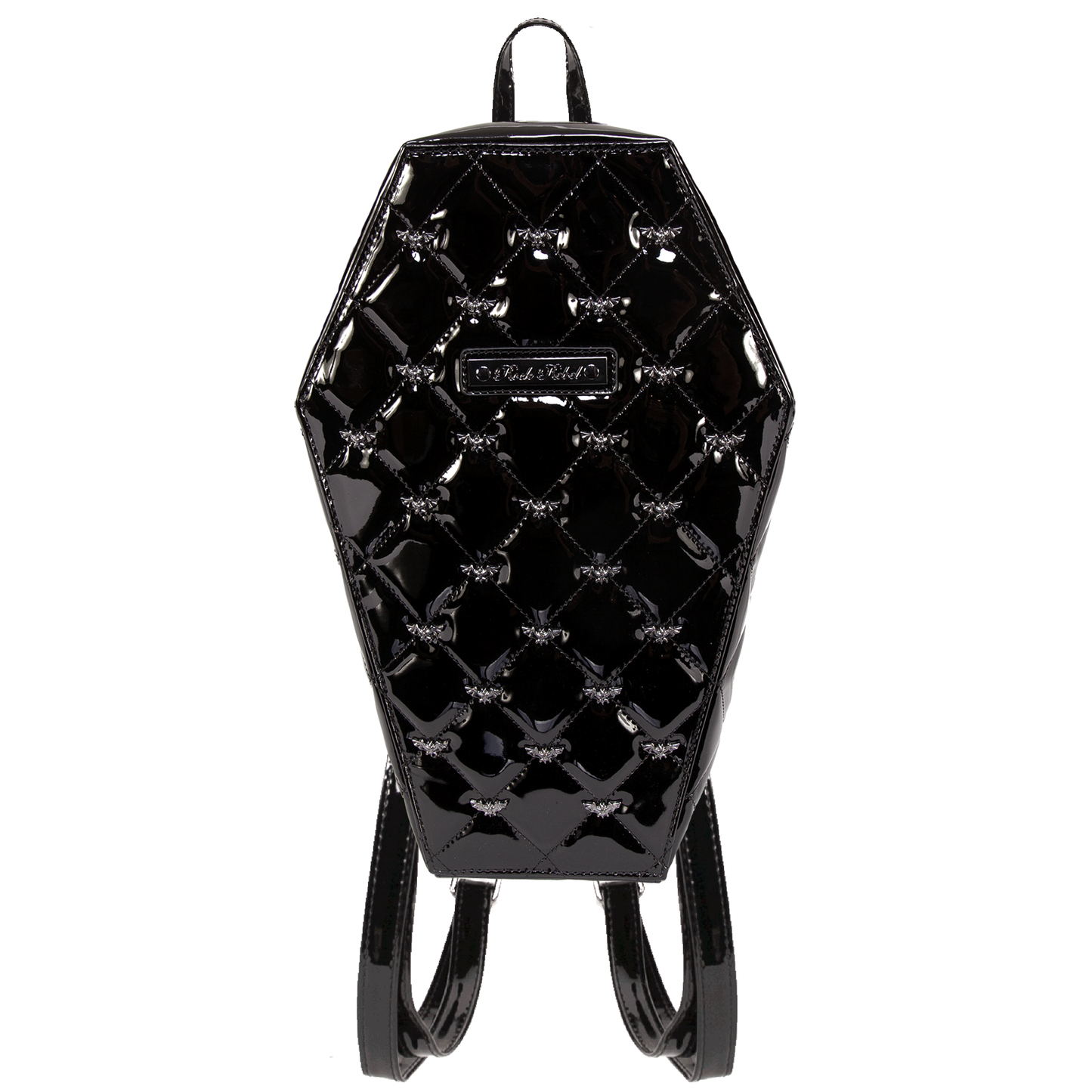 Mina Bat Quilted Coffin Backpack in Black Rock Rebel