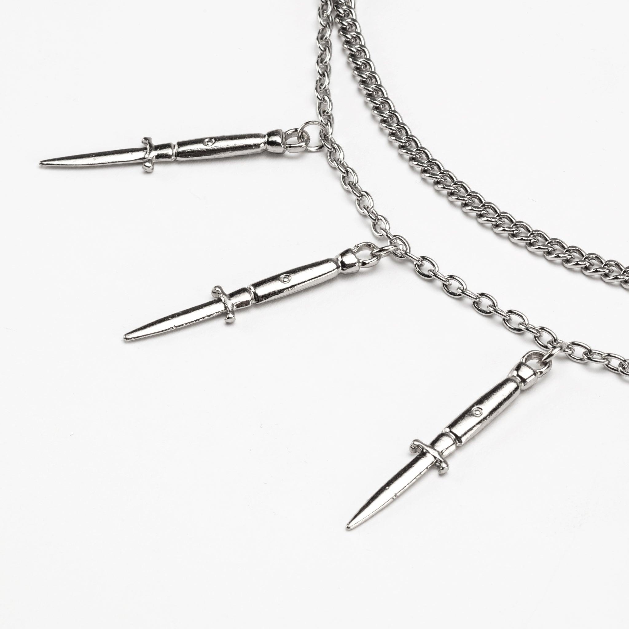 Switchblade Double Chain Necklace - Rock Rebel
