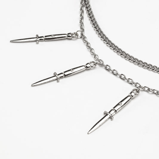 Switchblade Double Chain Necklace - Rock Rebel