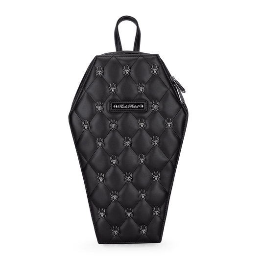 Lucy Spider Studded Coffin Backpack - Matte Black - Rock Rebel