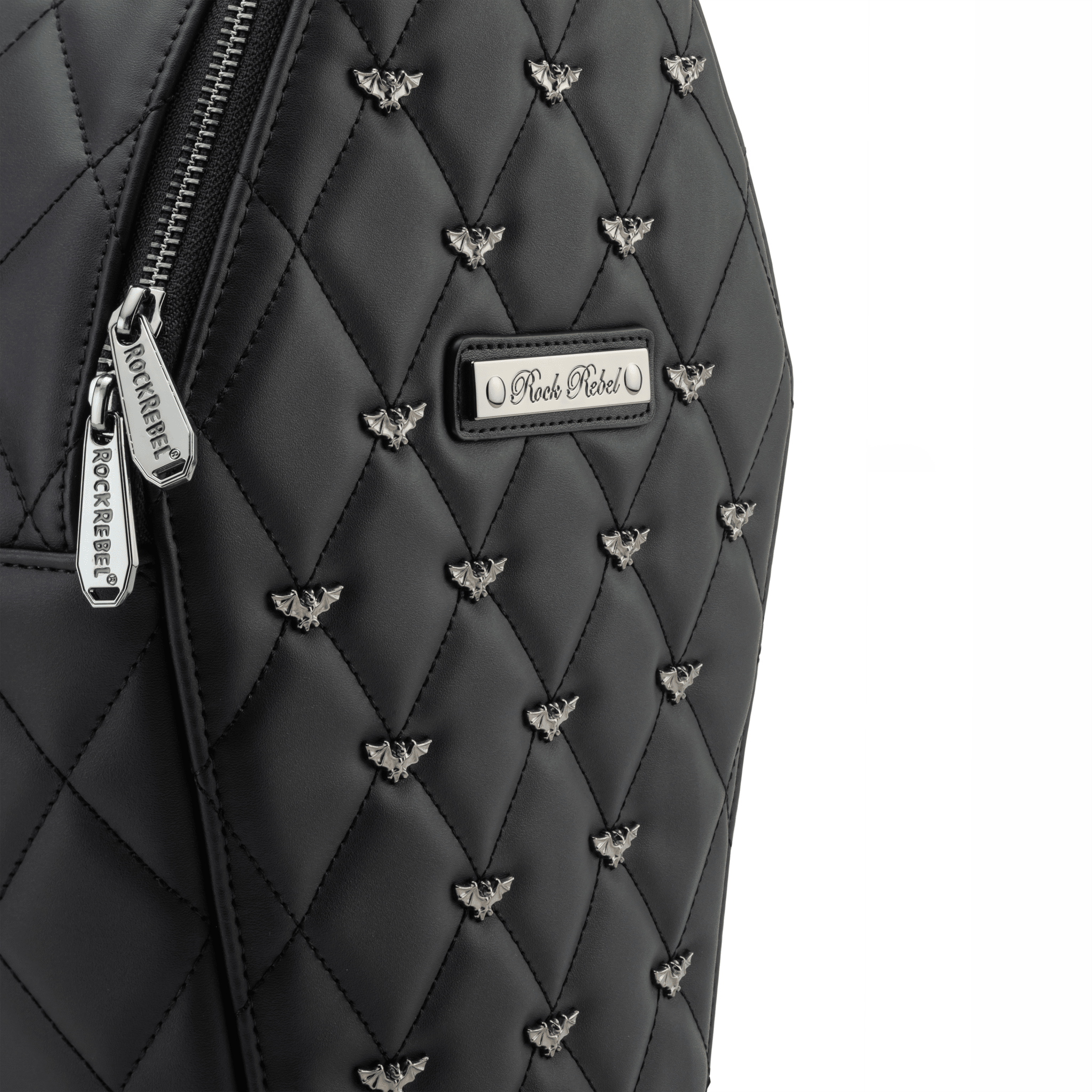 Mina Bat Studded Coffin Backpack - Matte Black - Rock Rebel