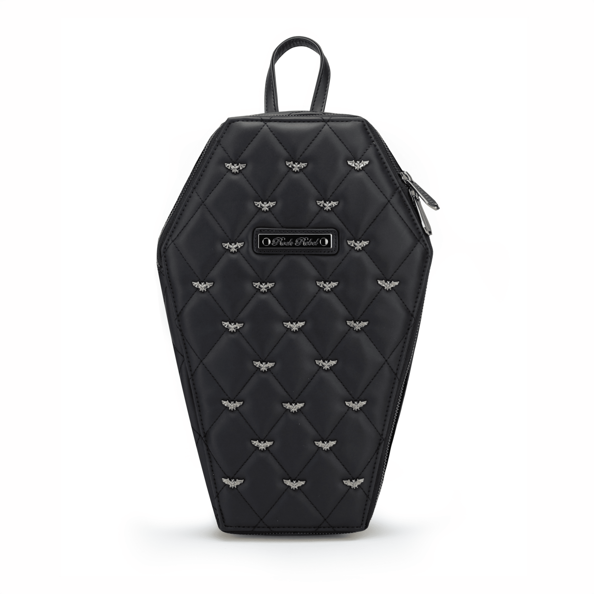 Mina Bat Studded Coffin Backpack - Matte Black - Rock Rebel