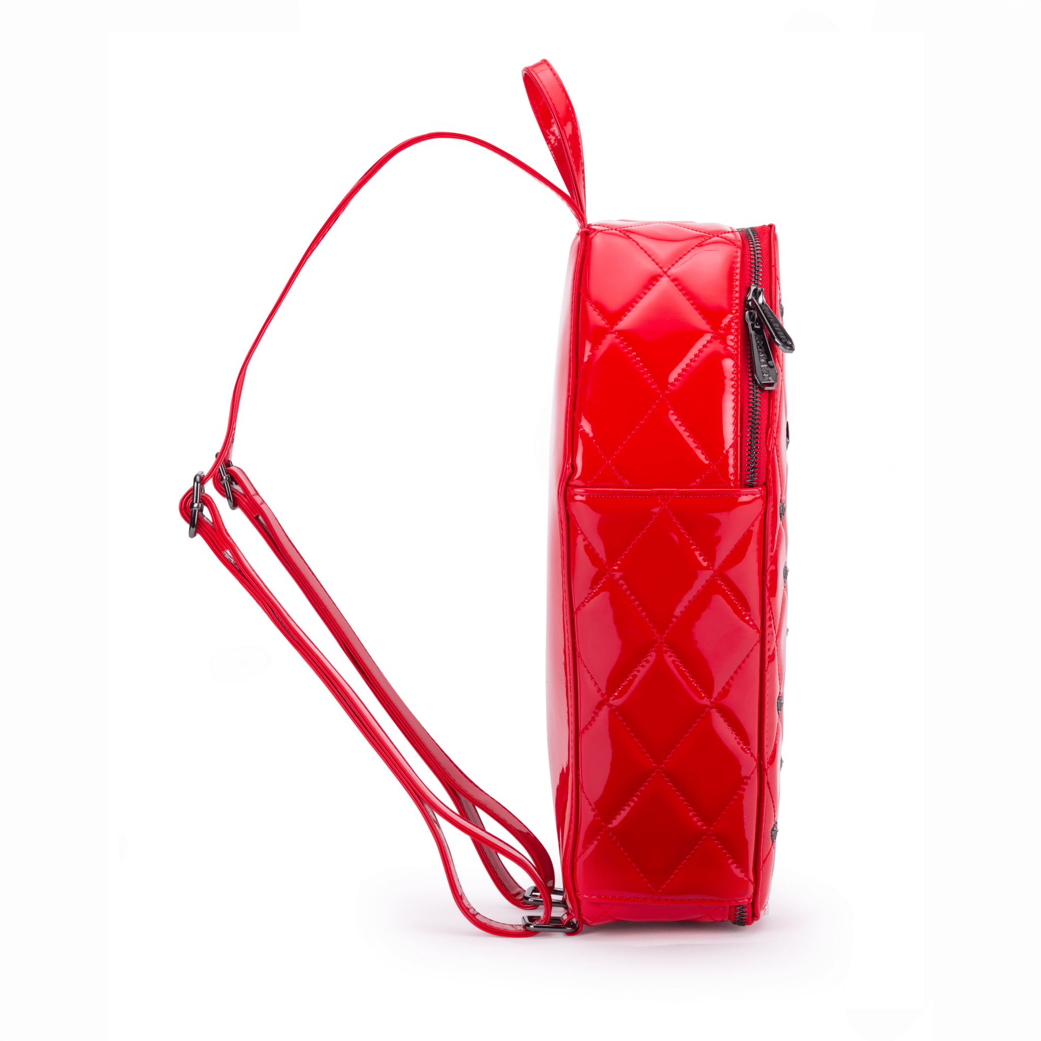 Mina Bat Studded Coffin Backpack - Red Vinyl - Rock Rebel