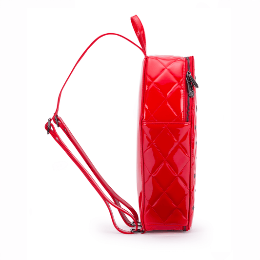 Mina Bat Studded Coffin Backpack - Red Vinyl - Rock Rebel