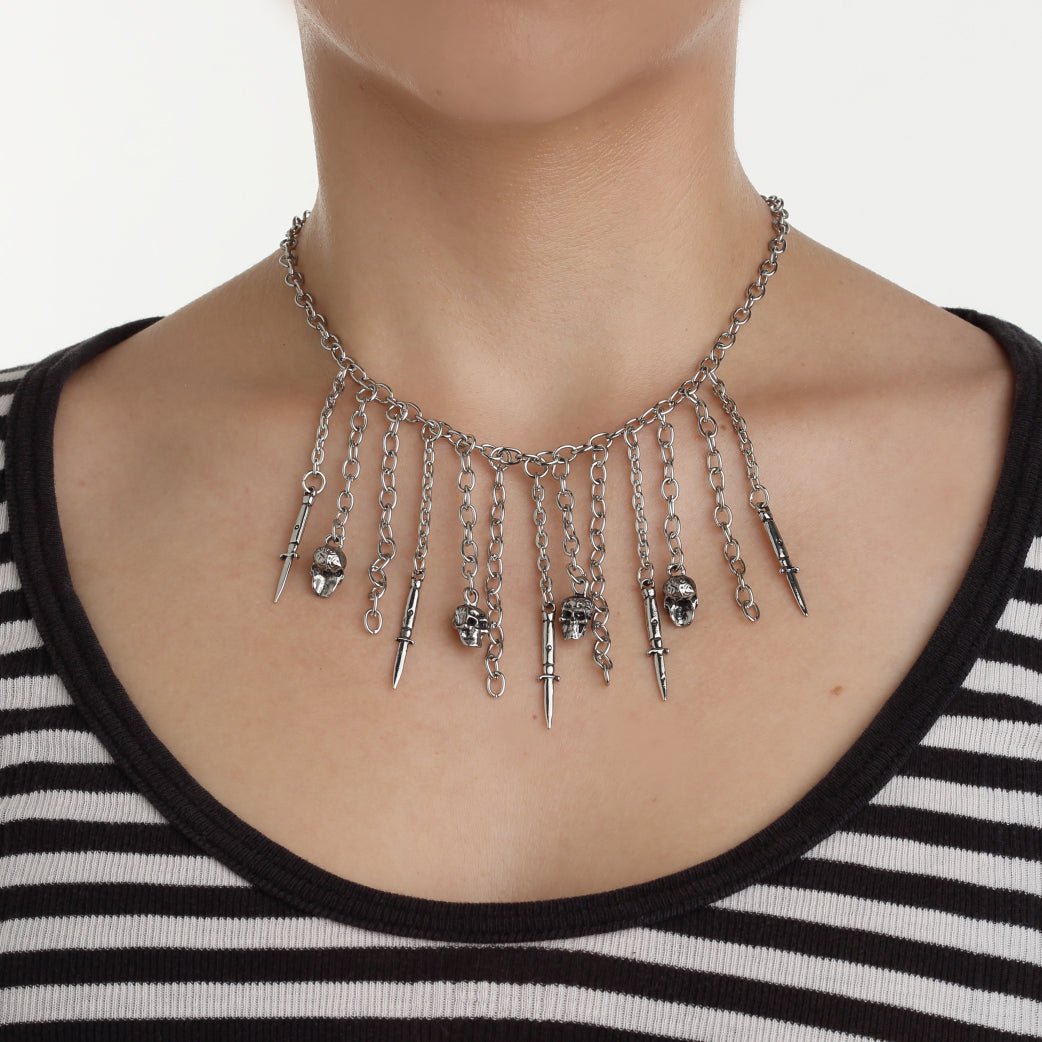 Skull and Switch Blade Necklace - Rock Rebel