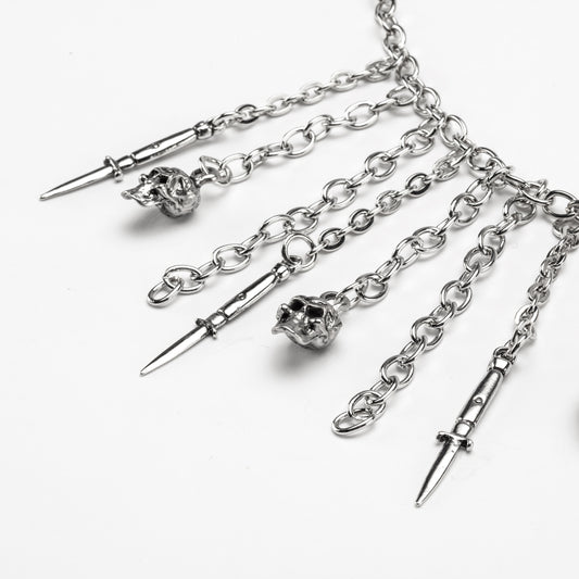 Skull and Switch Blade Necklace - Rock Rebel