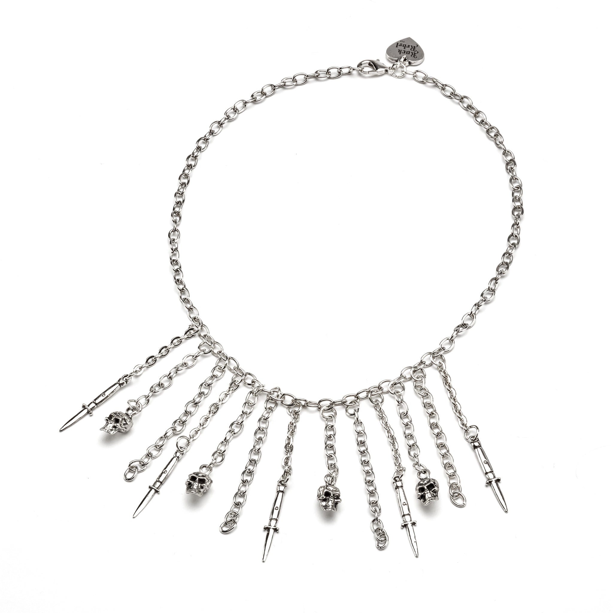 Skull and Switch Blade Necklace - Rock Rebel