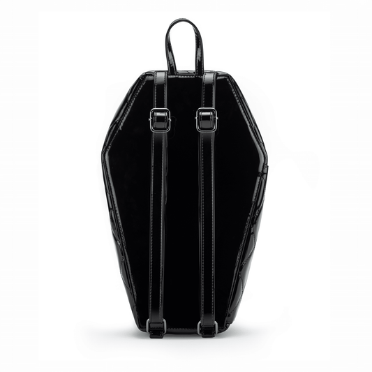 Mina Bat Studded Coffin Backpack - Vinyl Black - Rock Rebel