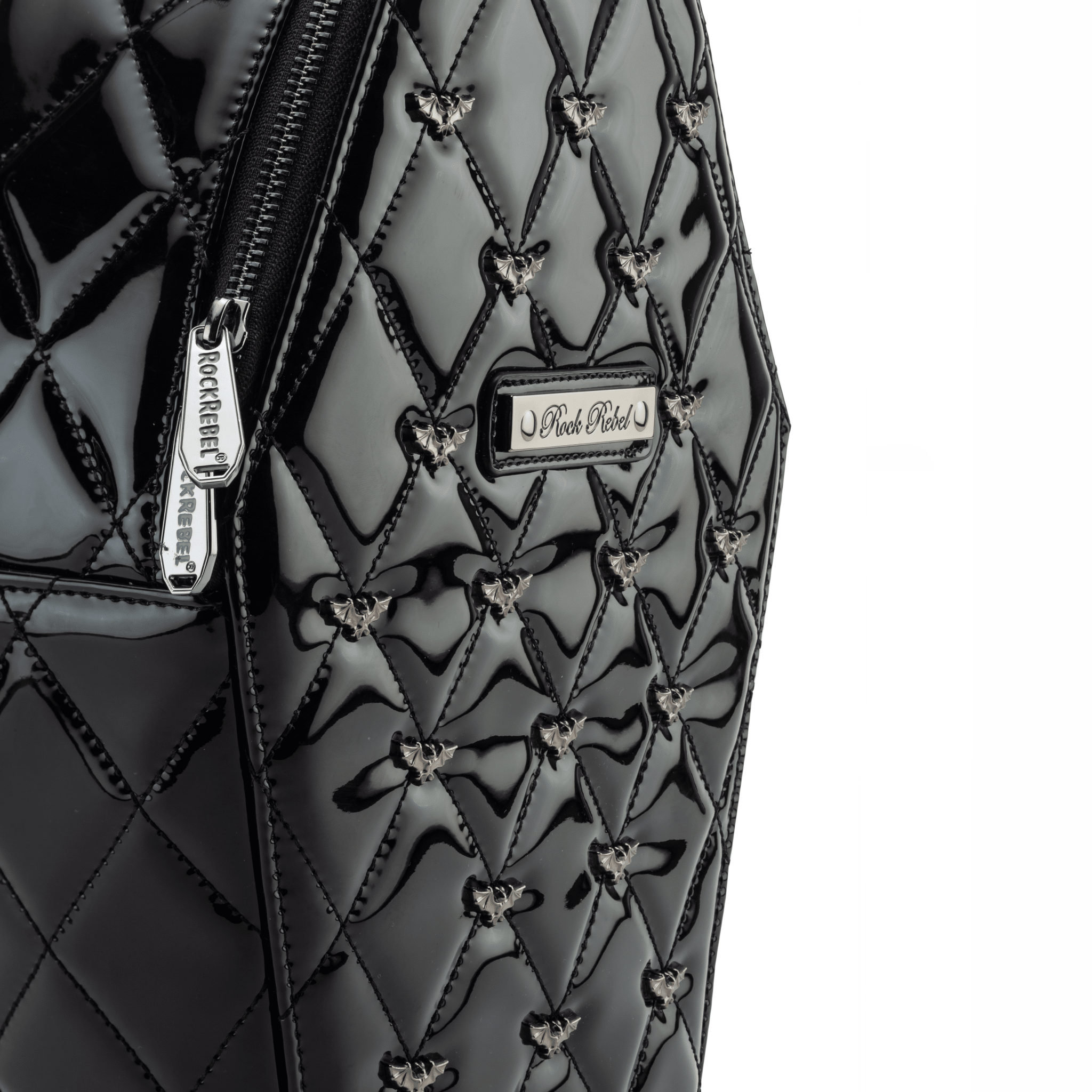 Mina Bat Studded Coffin Backpack - Vinyl Black - Rock Rebel