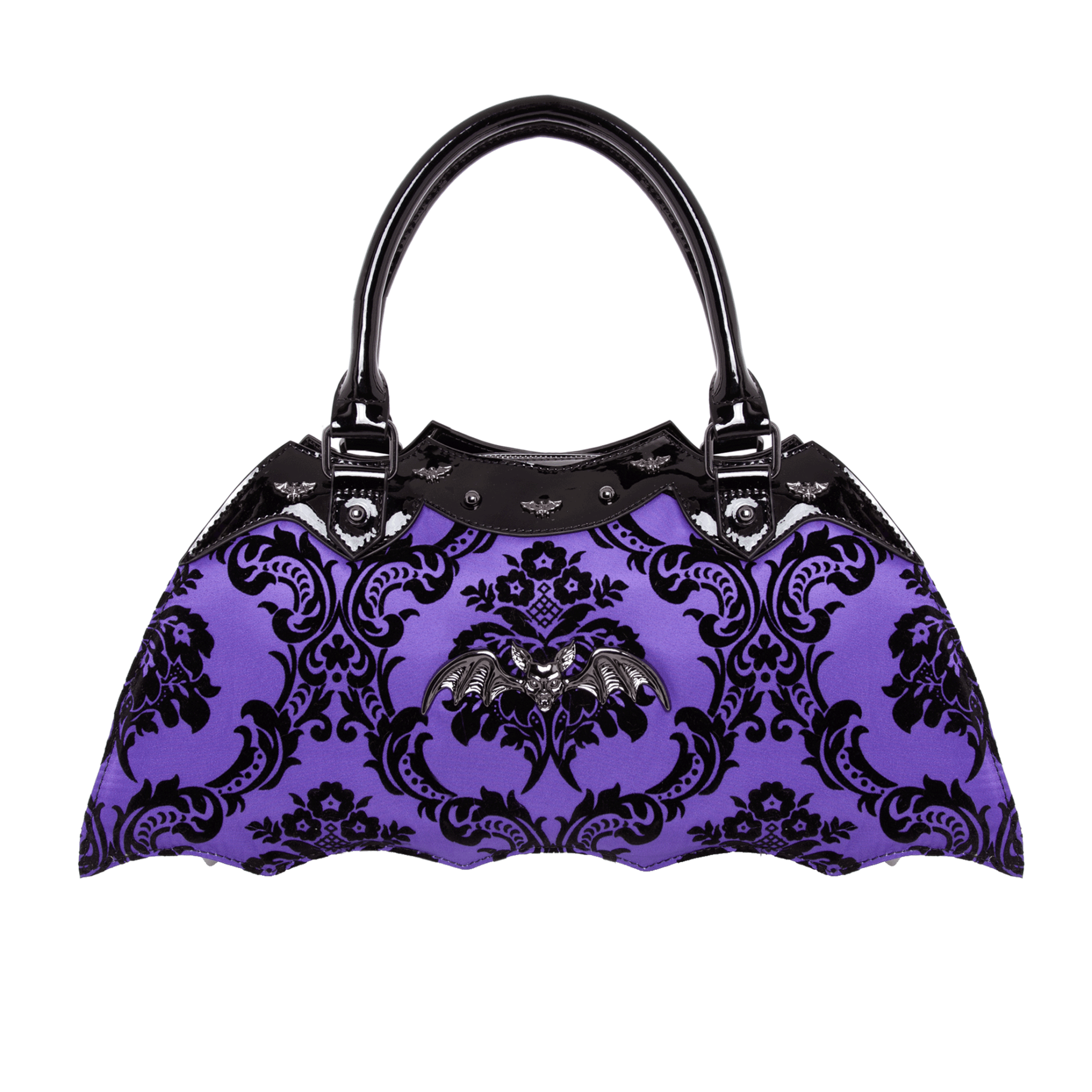 Damask Bat Handbag in Violet - Rock Rebel