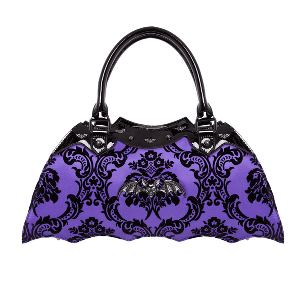 Damask Bat Handbag in Violet - Rock Rebel