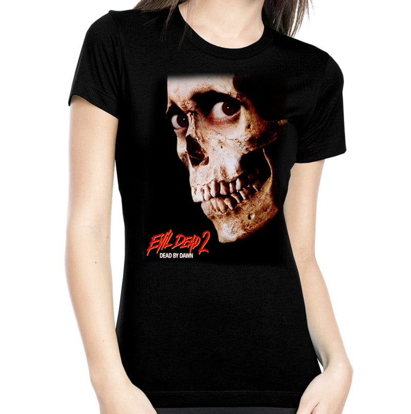 evil dead 2 womens tee rock rebel hot topic too fast sourpuss goth punk horror 80s necronomicon skull