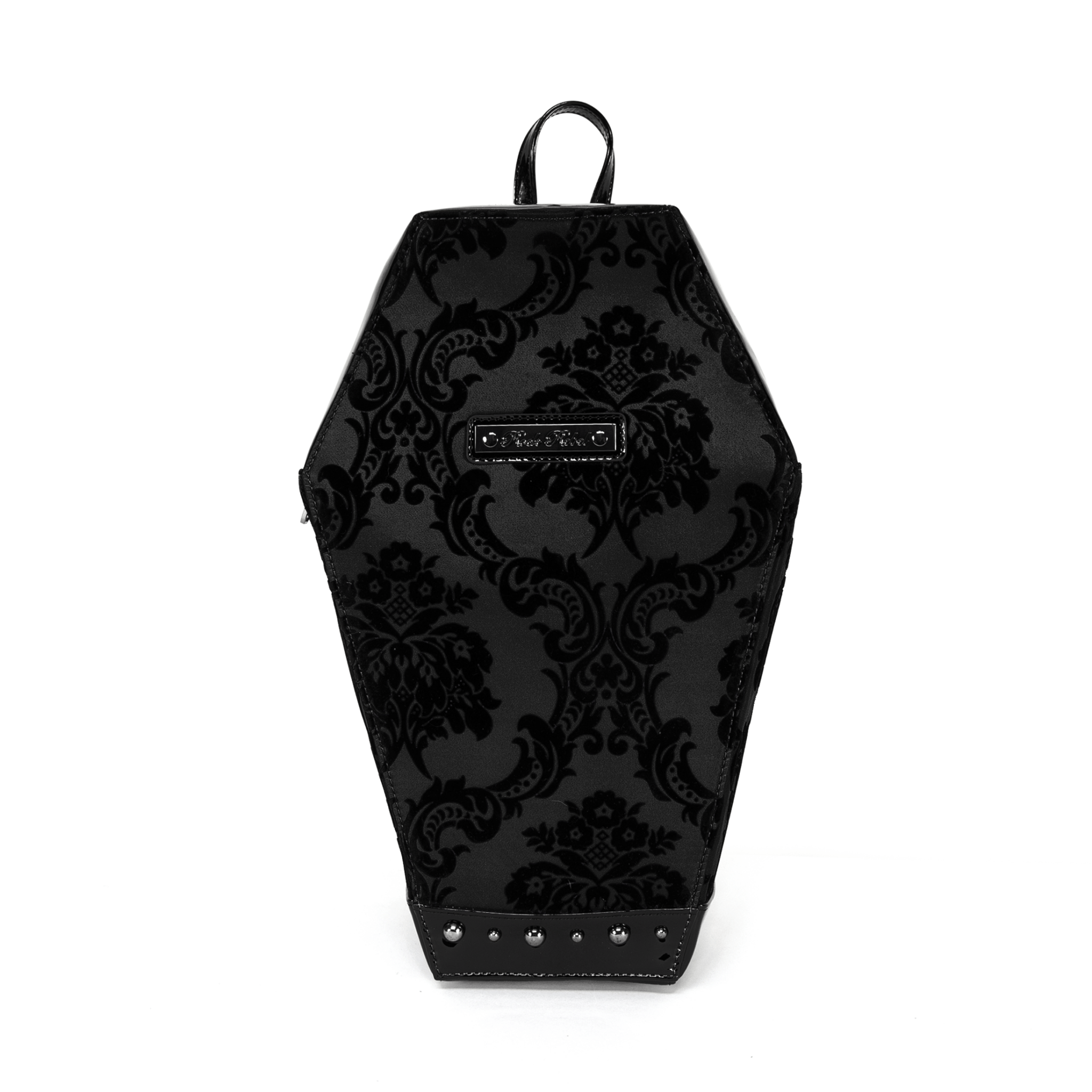 Damask Coffin Backpack in Black - Rock Rebel